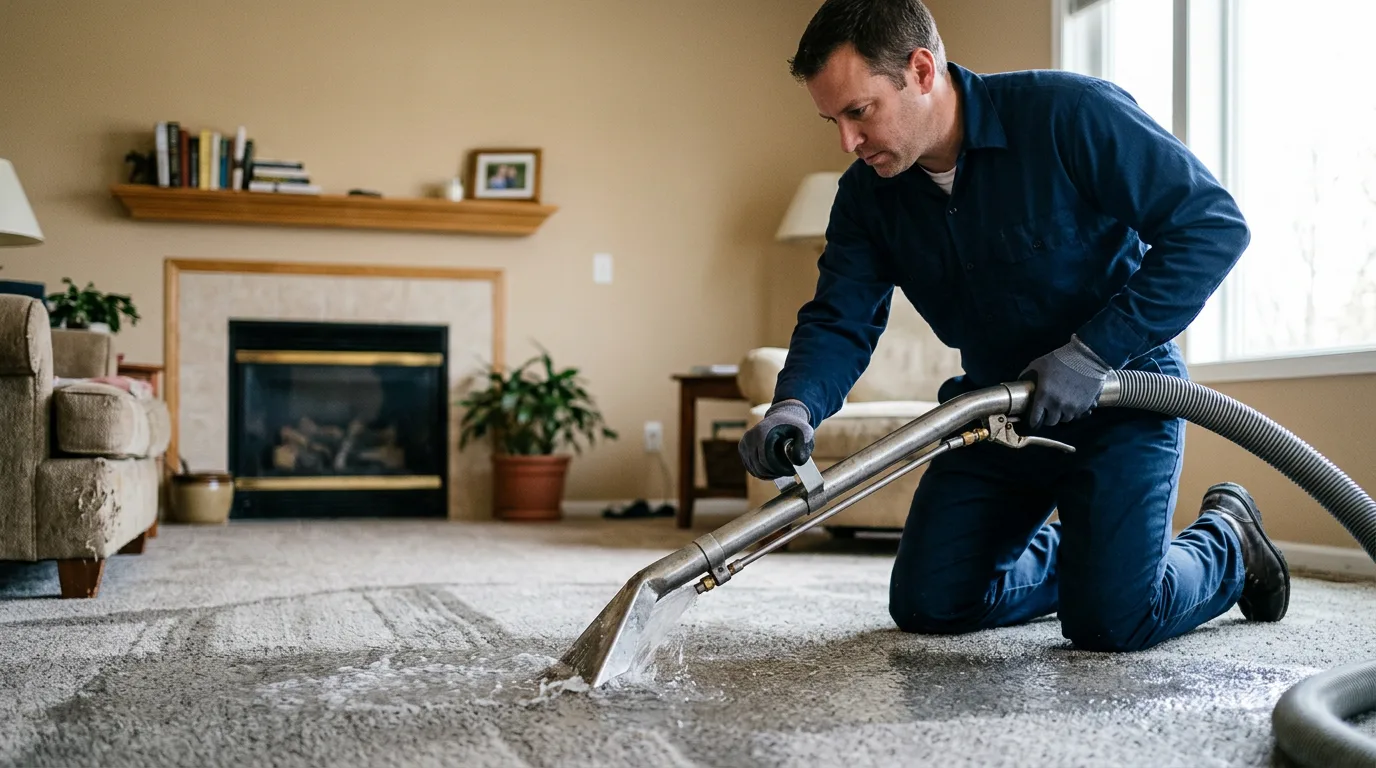 Water damage restoration technician working near Huntland, TN